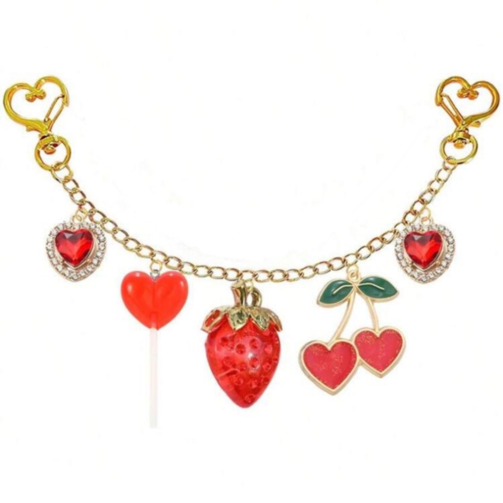 Gold and Red Purse Keychain Decor